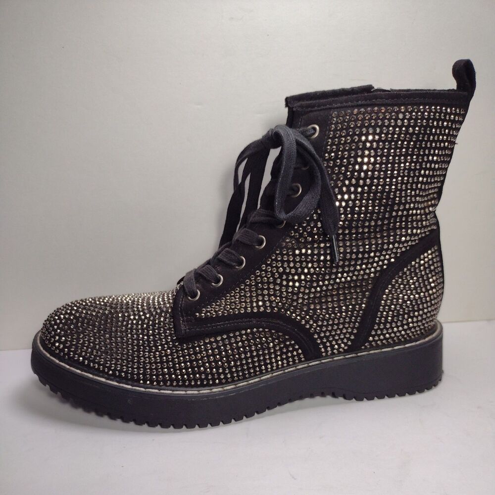 Madden Girl Black Boots Chunky Heel Size 9.5M  Goth Gothic Platform Booti Zipper